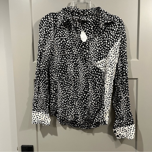 NWT Maje Size 1 / Small Cilia leopard-print crepe shirt Button Down Long Sleeves - Picture 2 of 6